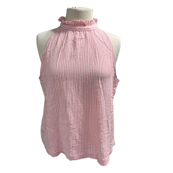 Universal Thread Tops - NWT Universal Thread Pink/White Striped High-Neck Tank Top Size Medium